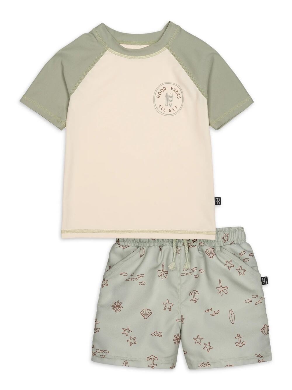 Modern Moments Rash Guard Swim Set Size 18 Months Green White